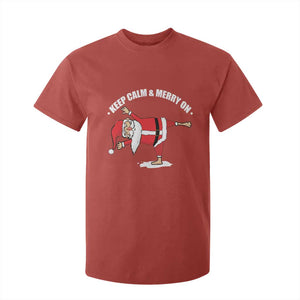 Funny Christmas Yoga T Shirt For Kid Keep Calm And Merry On TS09 Red Print Your Wear