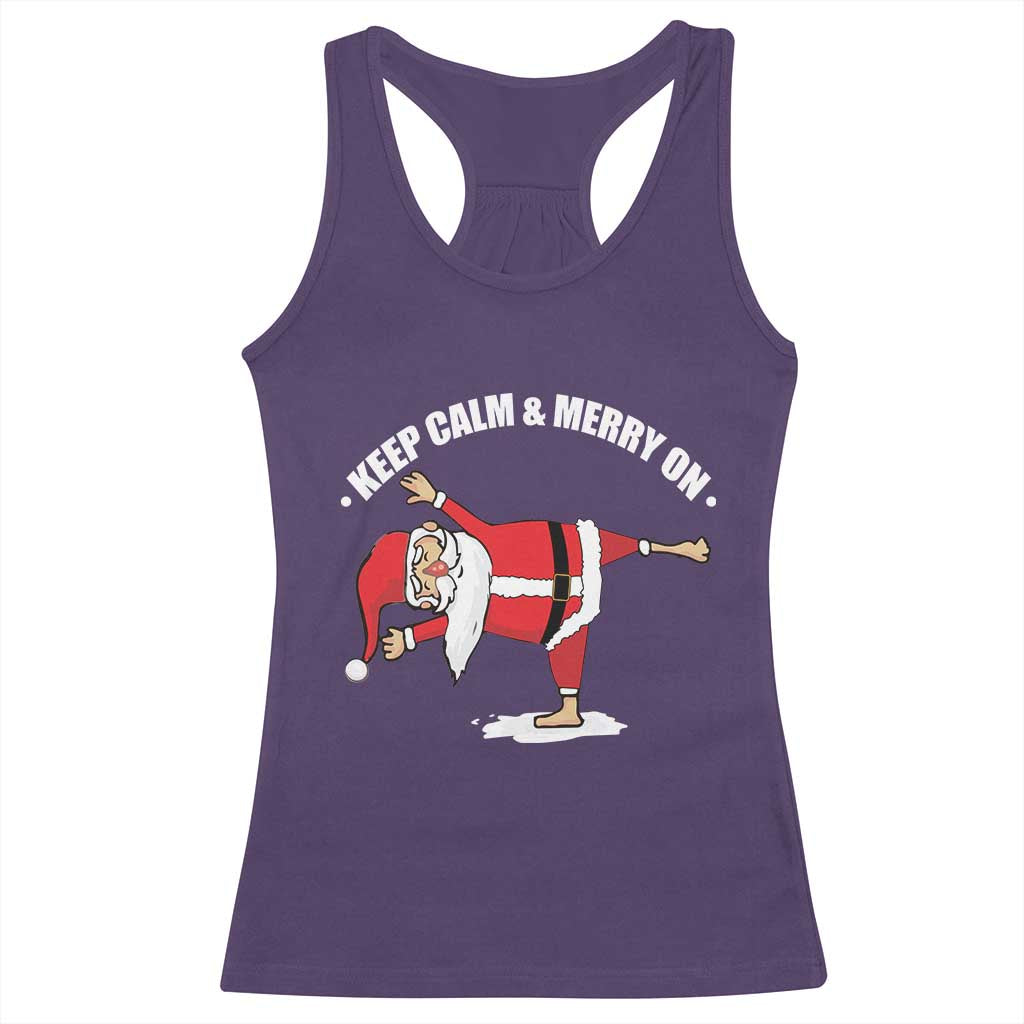 Funny Christmas Yoga Racerback Tank Top Keep Calm And Merry On TS09 Purple Print Your Wear