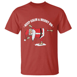 Funny Christmas Yoga T Shirt Keep Calm And Merry On TS09 Red Print Your Wear
