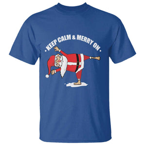 Funny Christmas Yoga T Shirt Keep Calm And Merry On TS09 Royal Blue Print Your Wear