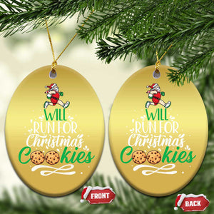 Xmas Gymer Christmas Ornament Will Run For Christmas Cookies Santa Running Race TS09 Oval Gold Print Your Wear