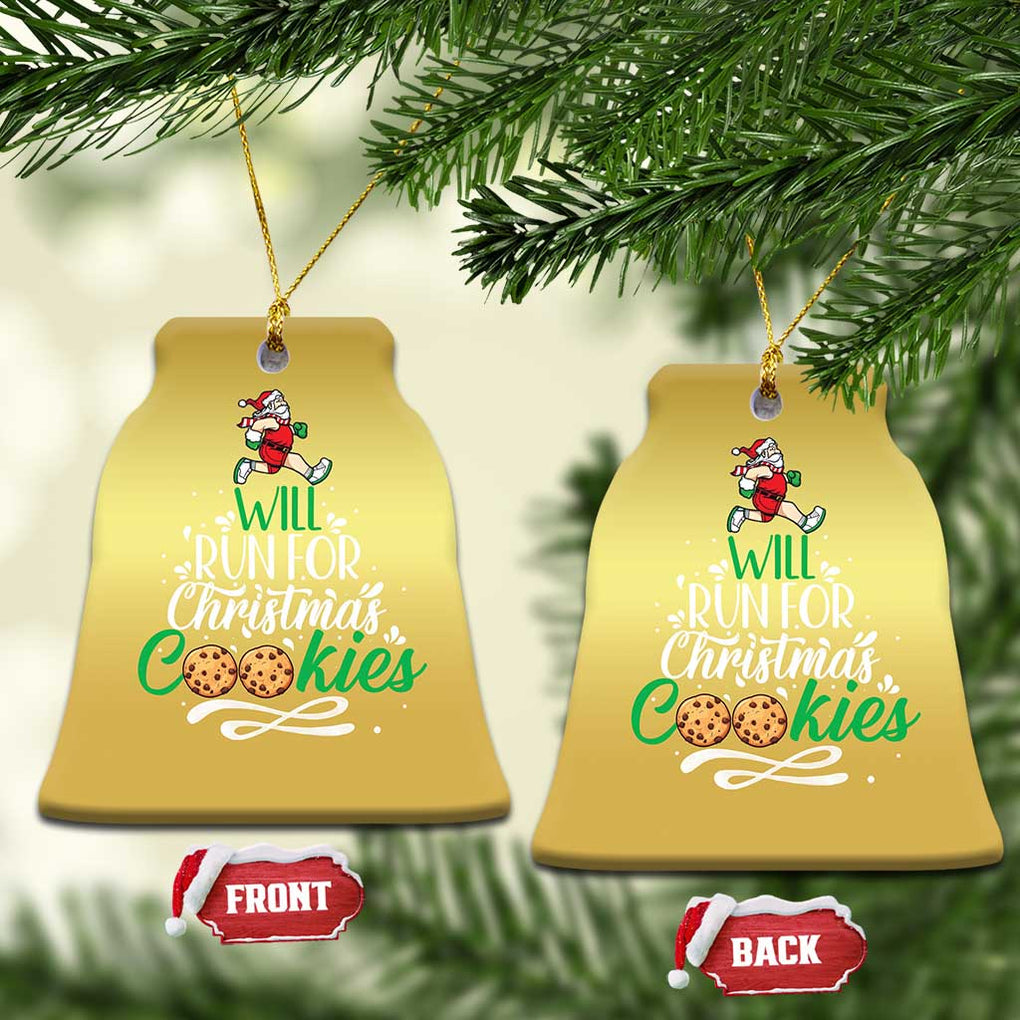 Xmas Gymer Christmas Ornament Will Run For Christmas Cookies Santa Running Race TS09 Bell Flake Gold Print Your Wear