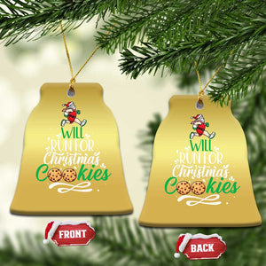 Xmas Gymer Christmas Ornament Will Run For Christmas Cookies Santa Running Race TS09 Bell Flake Gold Print Your Wear