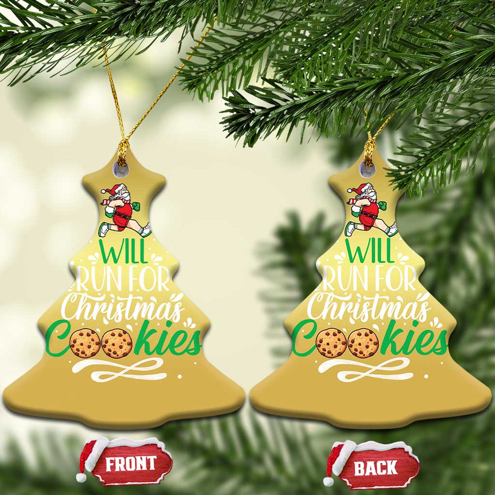 Xmas Gymer Christmas Ornament Will Run For Christmas Cookies Santa Running Race TS09 Christmas Tree Gold Print Your Wear