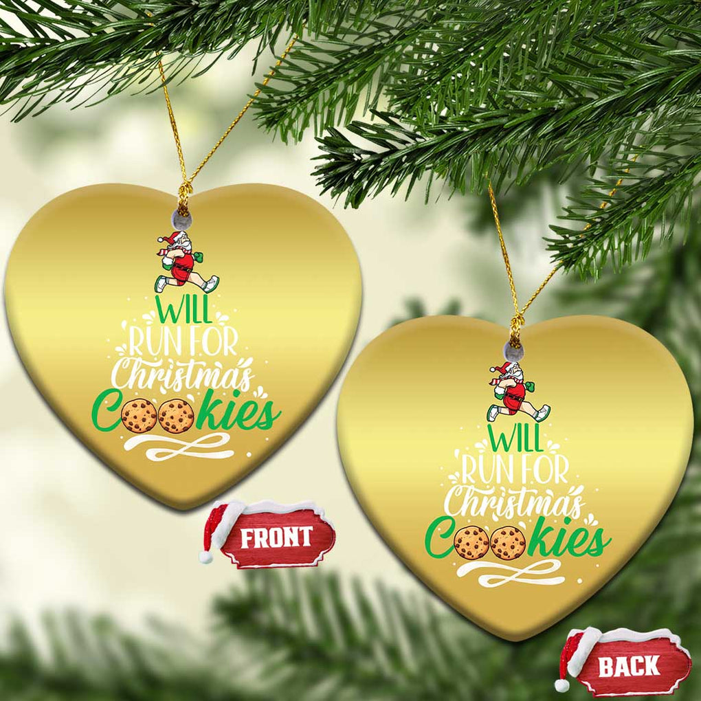 Xmas Gymer Christmas Ornament Will Run For Christmas Cookies Santa Running Race TS09 Heart Gold Print Your Wear