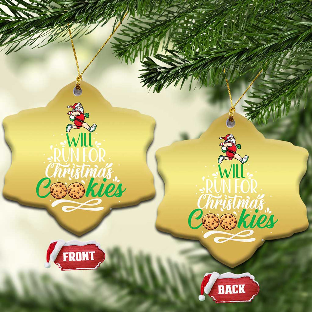 Xmas Gymer Christmas Ornament Will Run For Christmas Cookies Santa Running Race TS09 Snow Flake Gold Print Your Wear