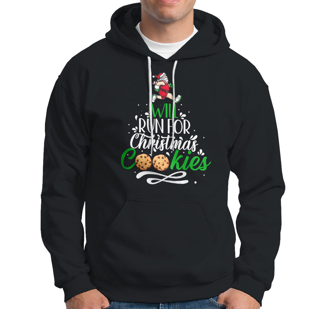 Will Run For Christmas Cookies Santa Running Race Hoodie TS09 Black Printyourwear