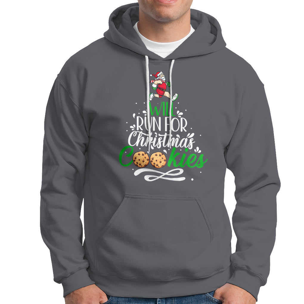 Will Run For Christmas Cookies Santa Running Race Hoodie TS09 Charcoal Printyourwear
