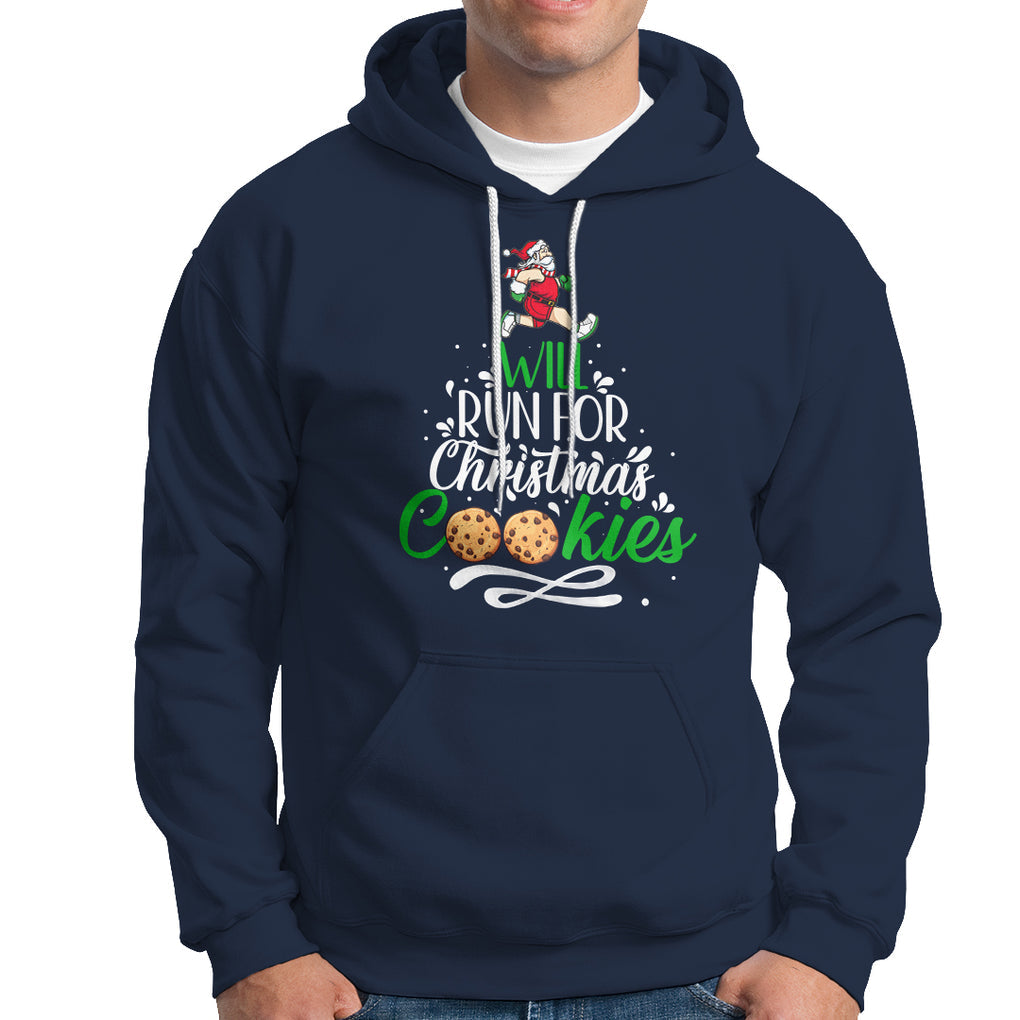 Will Run For Christmas Cookies Santa Running Race Hoodie TS09 Navy Printyourwear