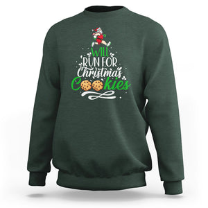 Will Run For Christmas Cookies Santa Running Race Sweatshirt TS09 Dark Forest Green Printyourwear
