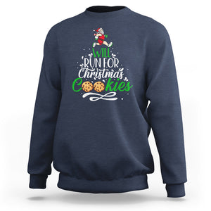 Will Run For Christmas Cookies Santa Running Race Sweatshirt TS09 Navy Printyourwear