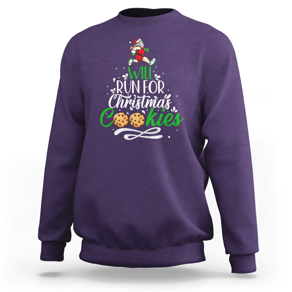 Will Run For Christmas Cookies Santa Running Race Sweatshirt TS09 Purple Printyourwear