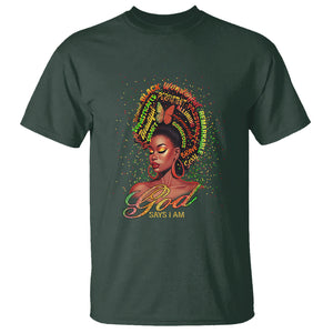 God Says I Am Melanin Strong Unique Black Women T Shirt TS09 Dark Forest Green Printyourwear
