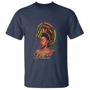 God Says I Am Melanin Strong Unique Black Women T Shirt TS09 Navy Printyourwear