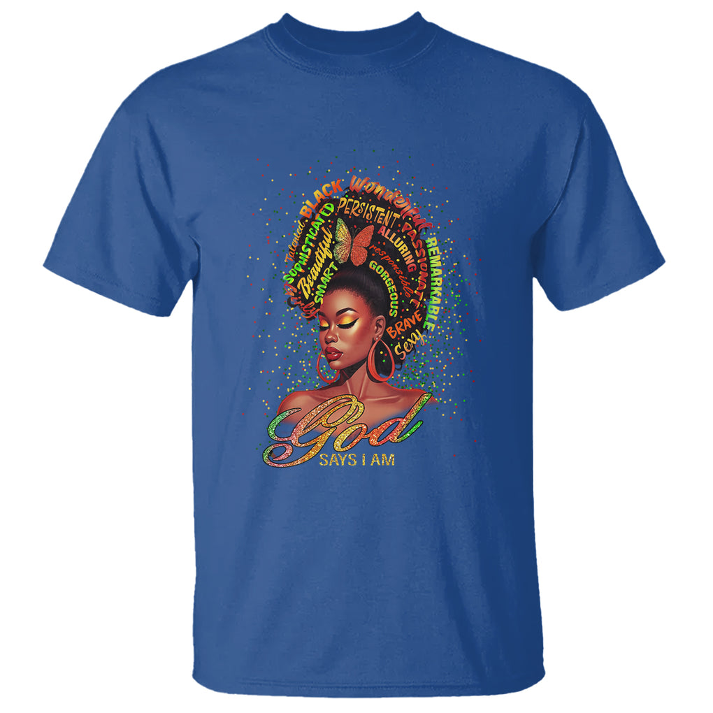 God Says I Am Melanin Strong Unique Black Women T Shirt TS09 Royal Blue Printyourwear