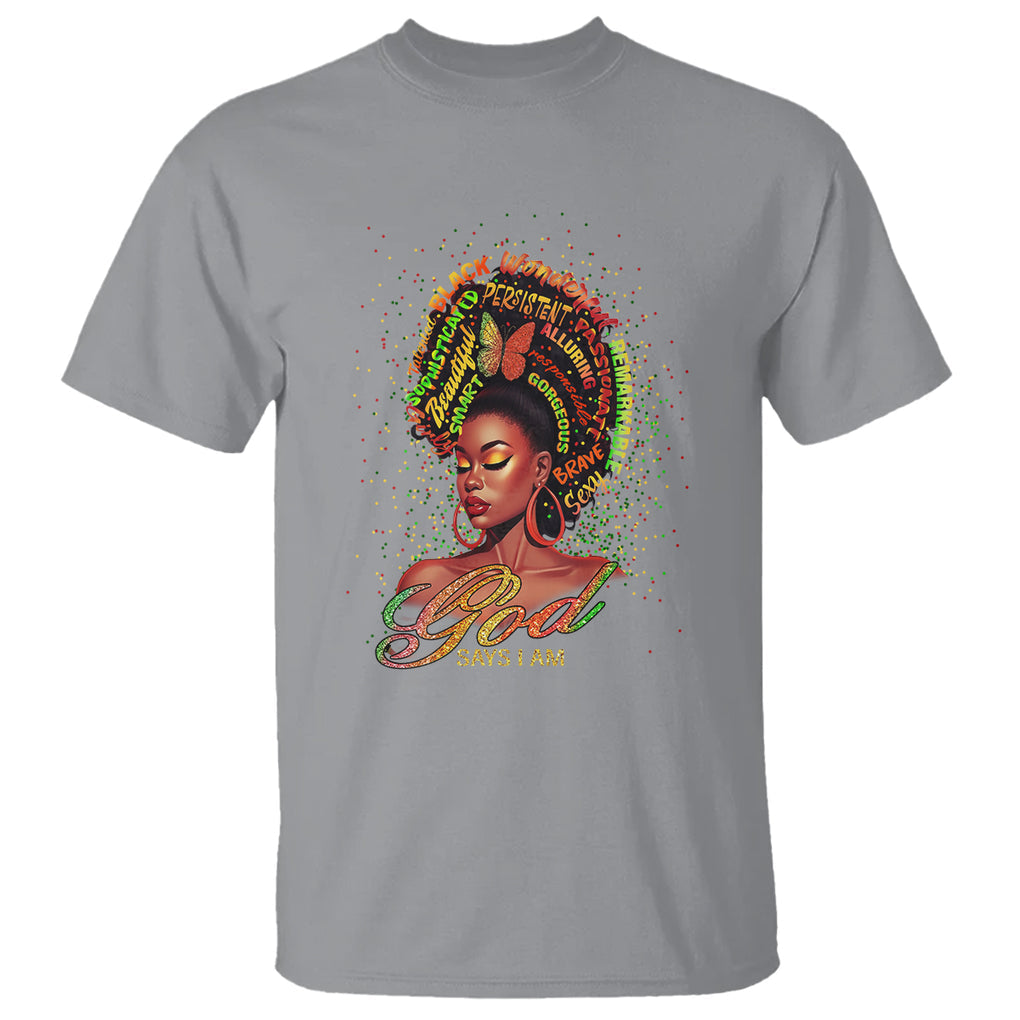 God Says I Am Melanin Strong Unique Black Women T Shirt TS09 Sport Gray Printyourwear