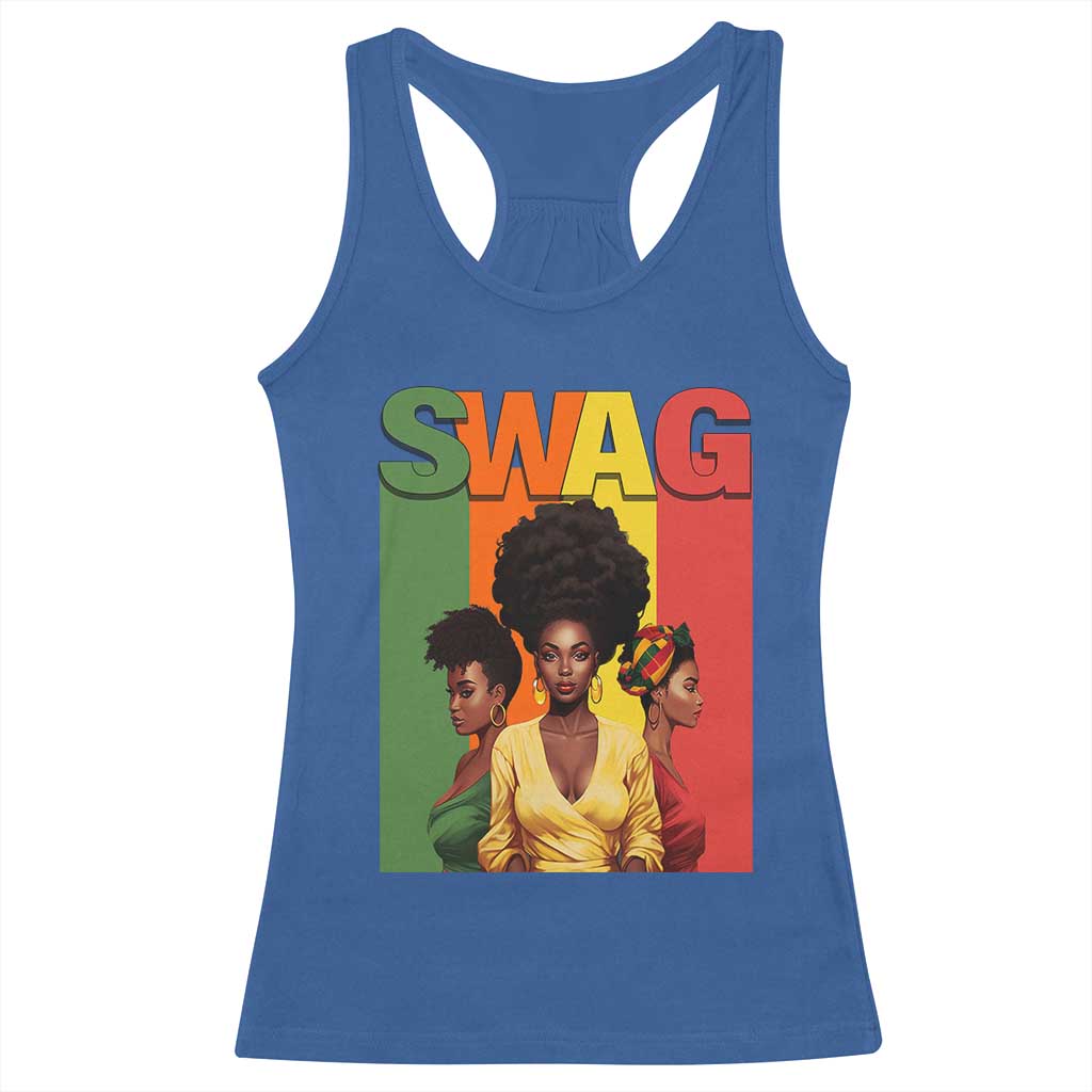 Black History Month Swag Melanin Queen Racerback Tank Top TS09 Royal Blue Print Your Wear