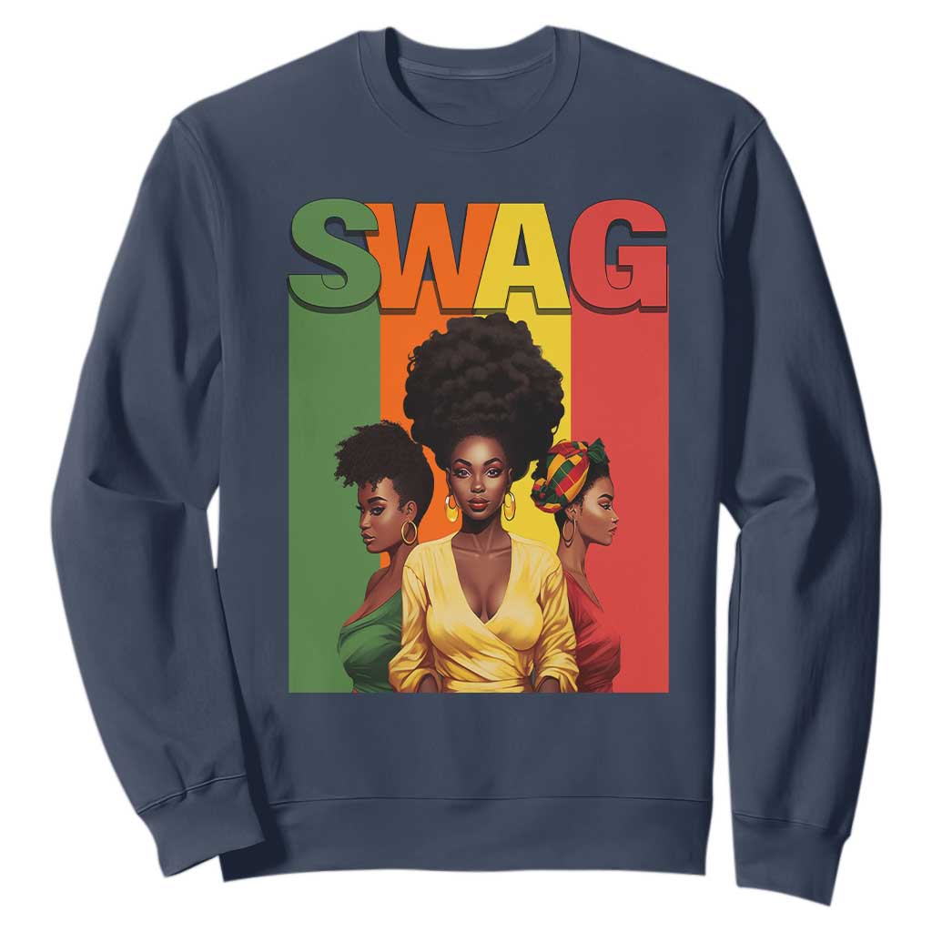 Black History Month Swag Melanin Queen Sweatshirt TS09 Navy Printyourwear