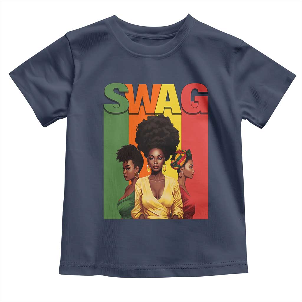 Black History Month Swag Melanin Queen Toddler T Shirt TS09 Navy Print Your Wear