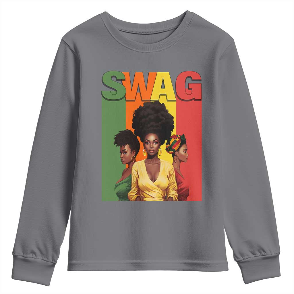 Black History Month Swag Melanin Queen Youth Sweatshirt TS09 Charcoal Print Your Wear