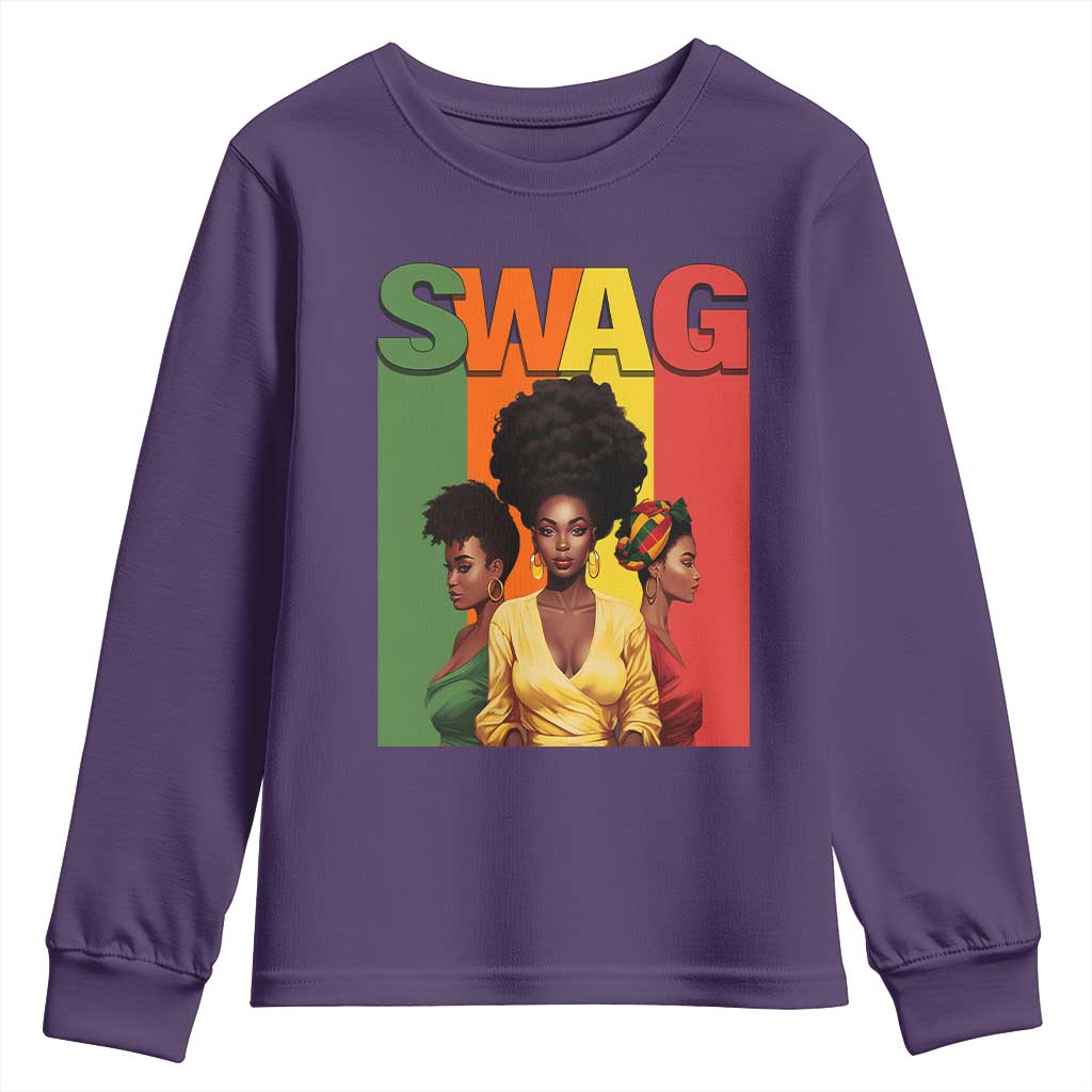 Black History Month Swag Melanin Queen Youth Sweatshirt TS09 Purple Print Your Wear