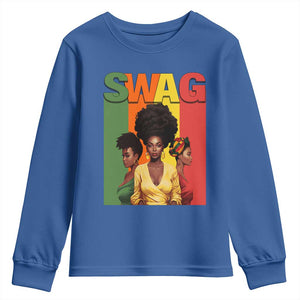 Black History Month Swag Melanin Queen Youth Sweatshirt TS09 Royal Blue Print Your Wear