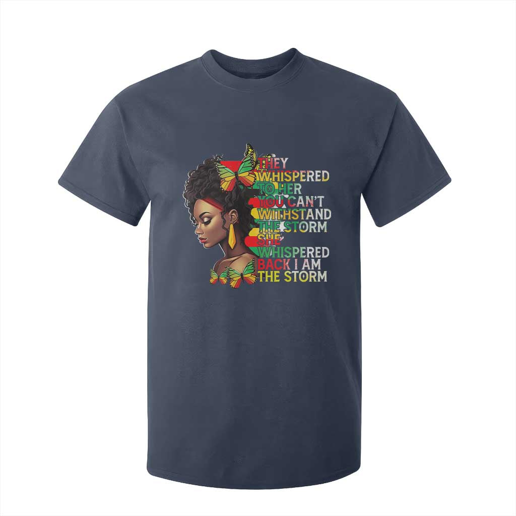 African Women Black History Month T Shirt For Kid She Whispered Back I Am The Storm TS09 Navy Print Your Wear