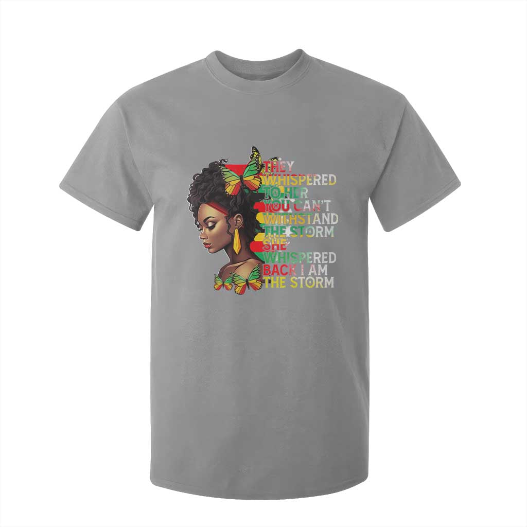 African Women Black History Month T Shirt For Kid She Whispered Back I Am The Storm TS09 Sport Gray Print Your Wear