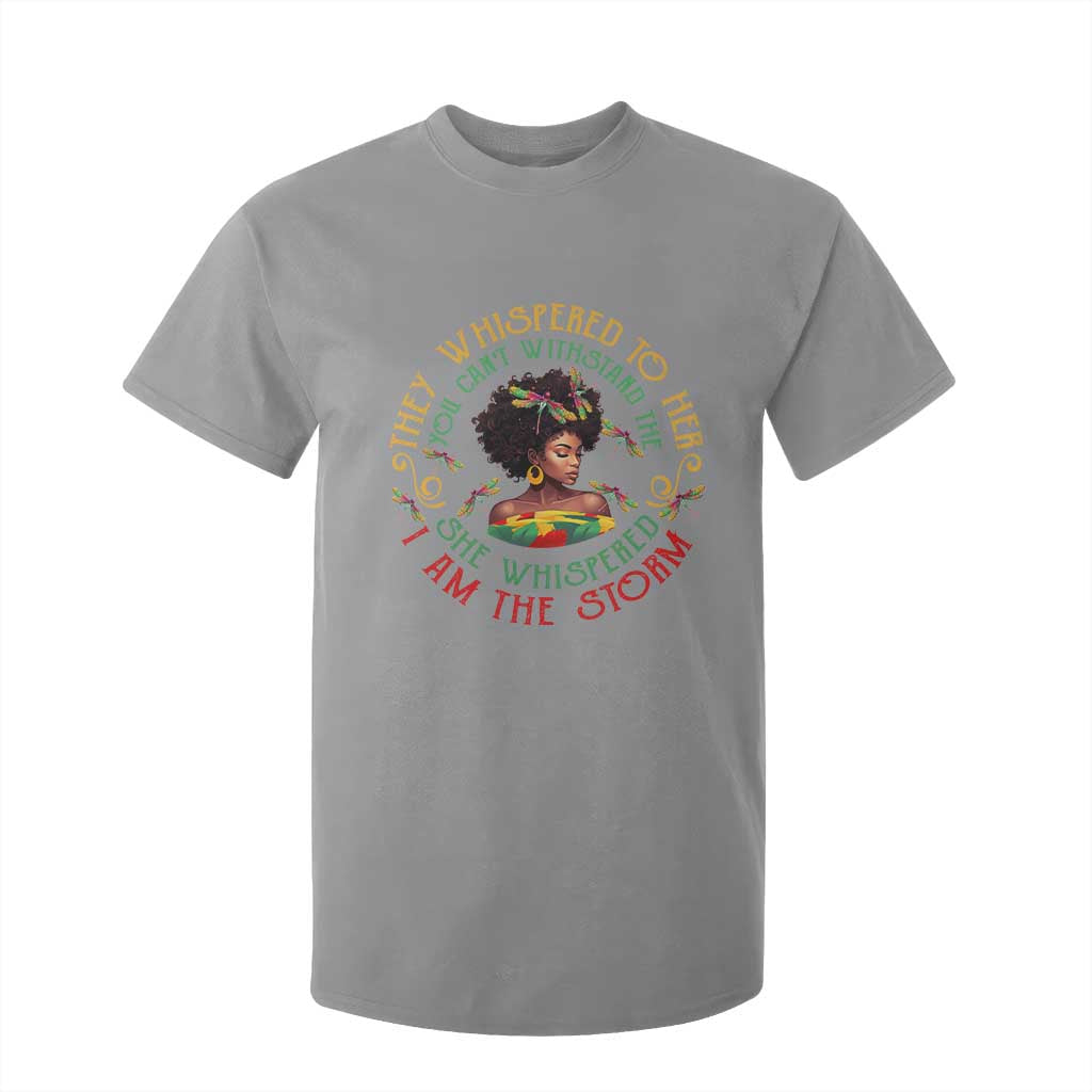 Melanin Women Black History Month T Shirt For Kid Dragon Fly She Whispered Back I Am The Storm TS09 Sport Gray Print Your Wear