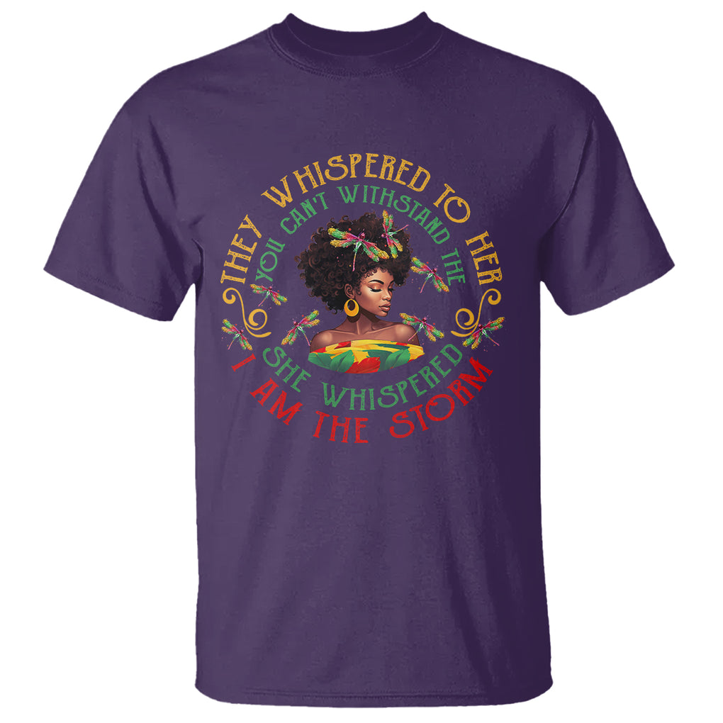Black History Month T Shirt Dragon Fly African Women She Whispered Back I Am The Storm TS09 Purple Printyourwear