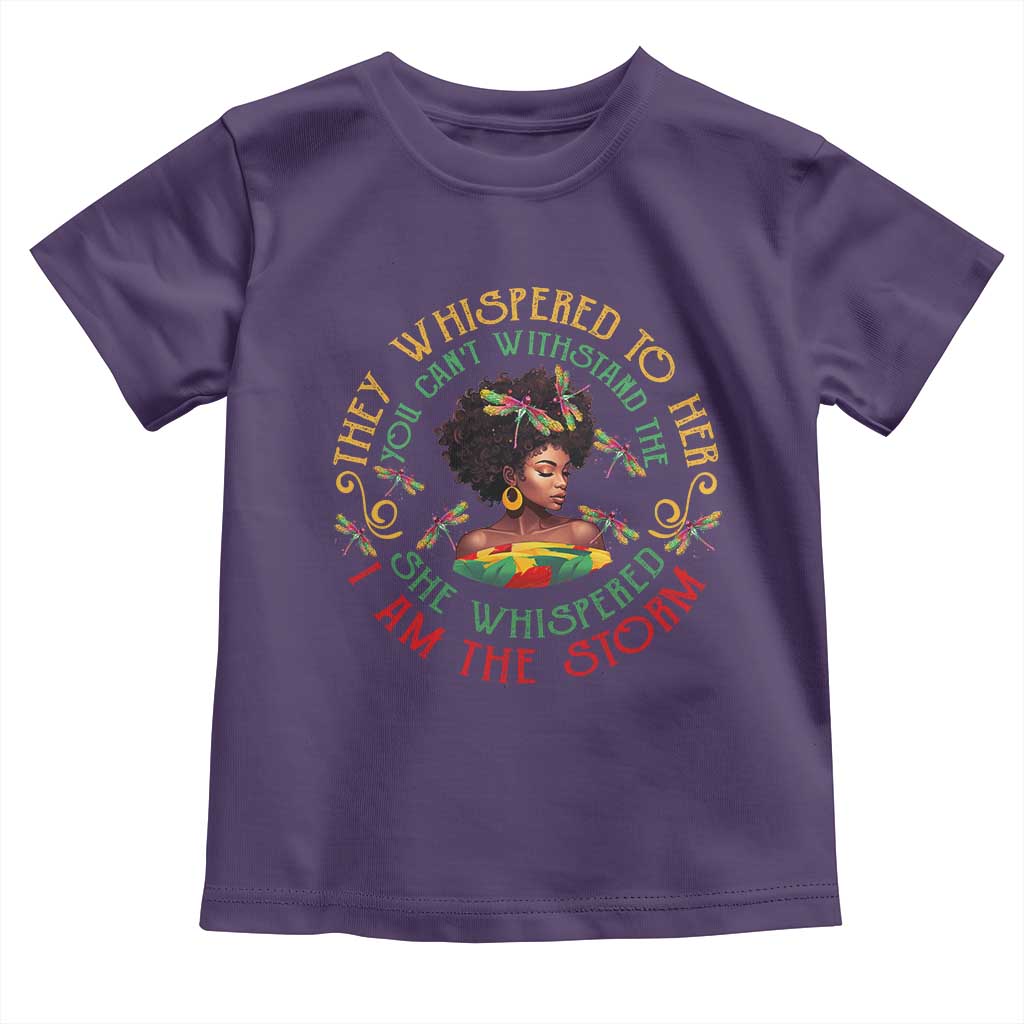 Melanin Women Black History Month Toddler T Shirt Dragon Fly She Whispered Back I Am The Storm TS09 Purple Print Your Wear