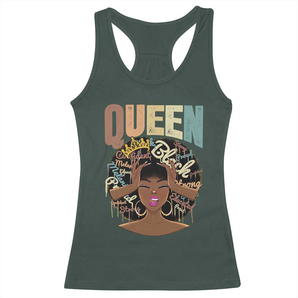 African Americans Teacher Racerback Tank Top Educated Strong Black Queen Women TS09 Dark Forest Green Print Your Wear