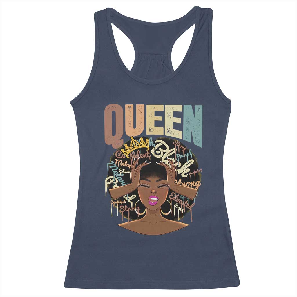 African Americans Teacher Racerback Tank Top Educated Strong Black Queen Women TS09 Navy Print Your Wear