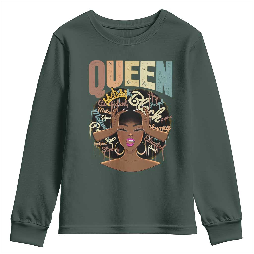 African Americans Teacher Youth Sweatshirt Educated Strong Black Queen Women TS09 Dark Forest Green Print Your Wear