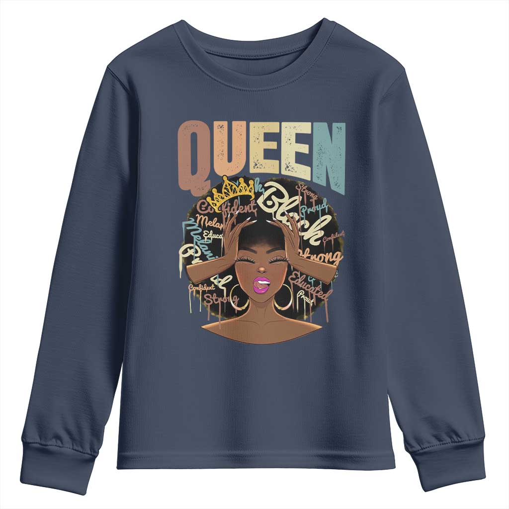 African Americans Teacher Youth Sweatshirt Educated Strong Black Queen Women TS09 Navy Print Your Wear