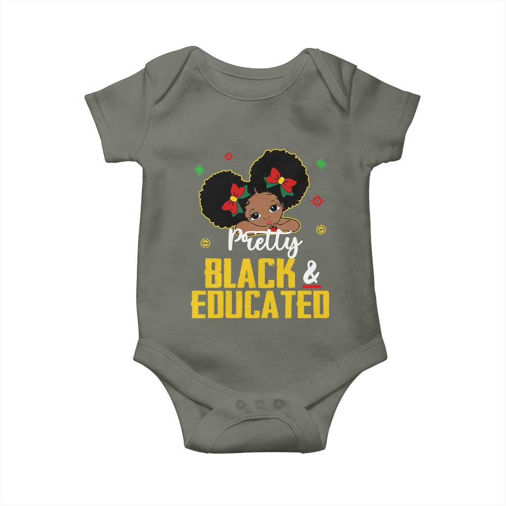 Black Pride Baby Onesie I Am The Strong African Queen Girl Pretty Black And Educated TS09 Military Green Print Your Wear