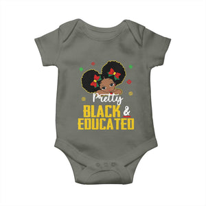 Black Pride Baby Onesie I Am The Strong African Queen Girl Pretty Black And Educated TS09 Military Green Print Your Wear