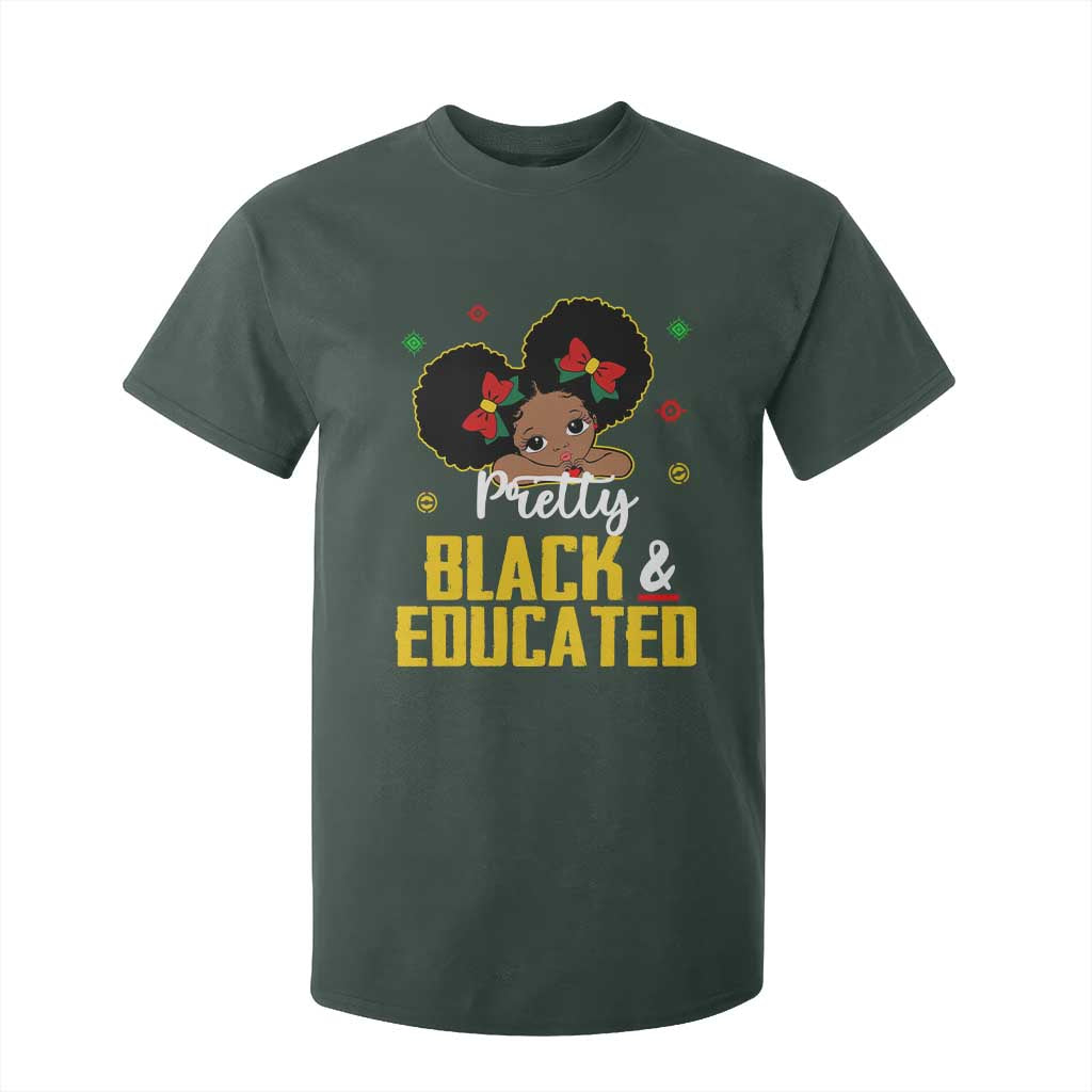 Black Pride T Shirt For Kid I Am The Strong African Queen Girl Pretty Black And Educated TS09 Dark Forest Green Print Your Wear