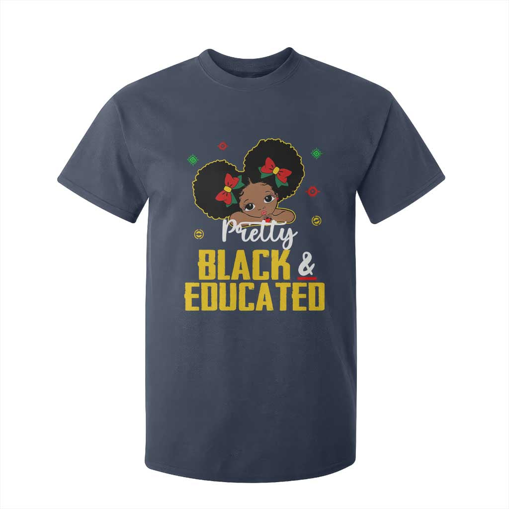Black Pride T Shirt For Kid I Am The Strong African Queen Girl Pretty Black And Educated TS09 Navy Print Your Wear