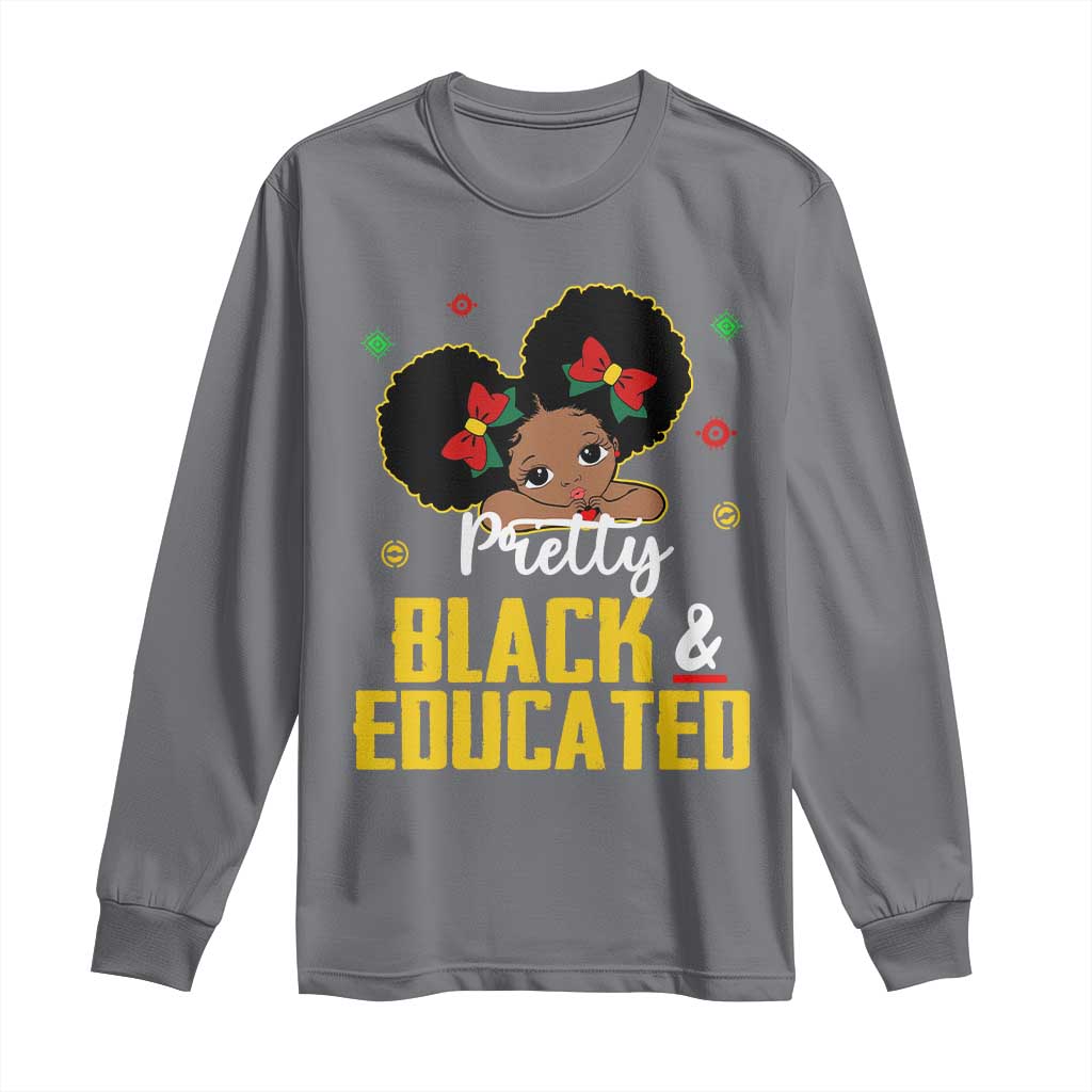 Black Pride Long Sleeve Shirt I Am The Strong African Queen Girl Pretty Black And Educated TS09 Charcoal Print Your Wear