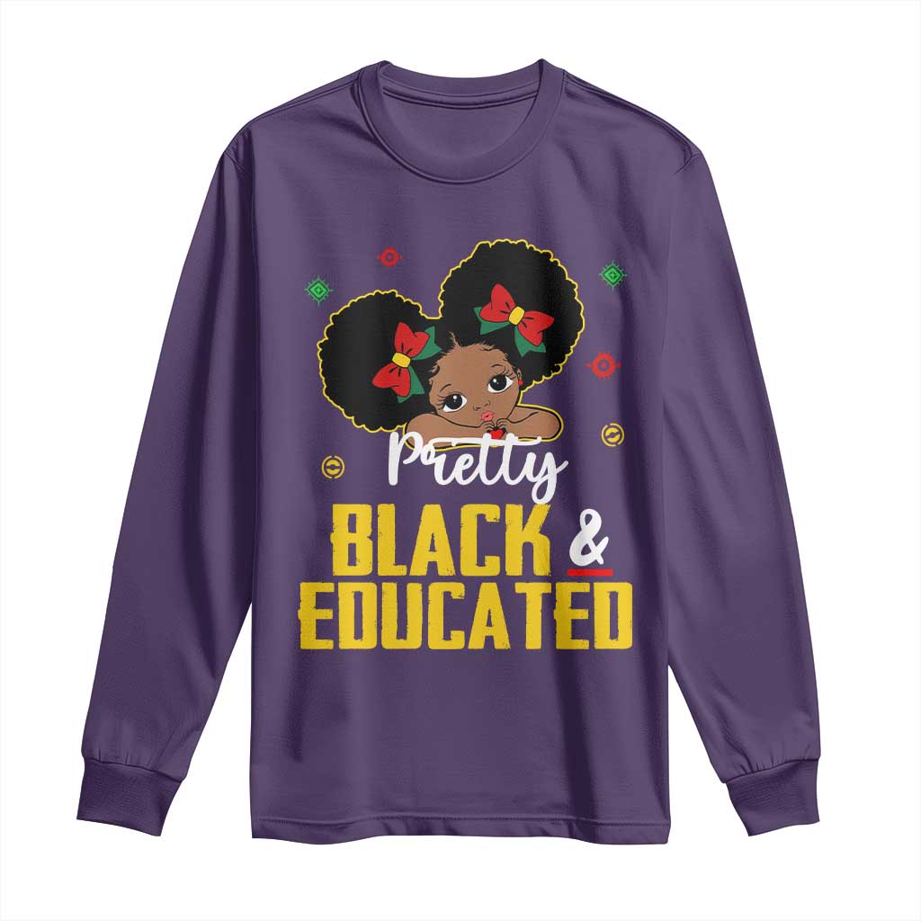 Black Pride Long Sleeve Shirt I Am The Strong African Queen Girl Pretty Black And Educated TS09 Purple Print Your Wear