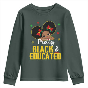 Black Pride Youth Sweatshirt I Am The Strong African Queen Girl Pretty Black And Educated TS09 Dark Forest Green Print Your Wear