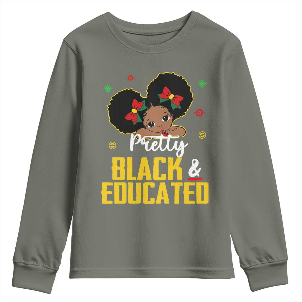 Black Pride Youth Sweatshirt I Am The Strong African Queen Girl Pretty Black And Educated TS09 Military Green Print Your Wear