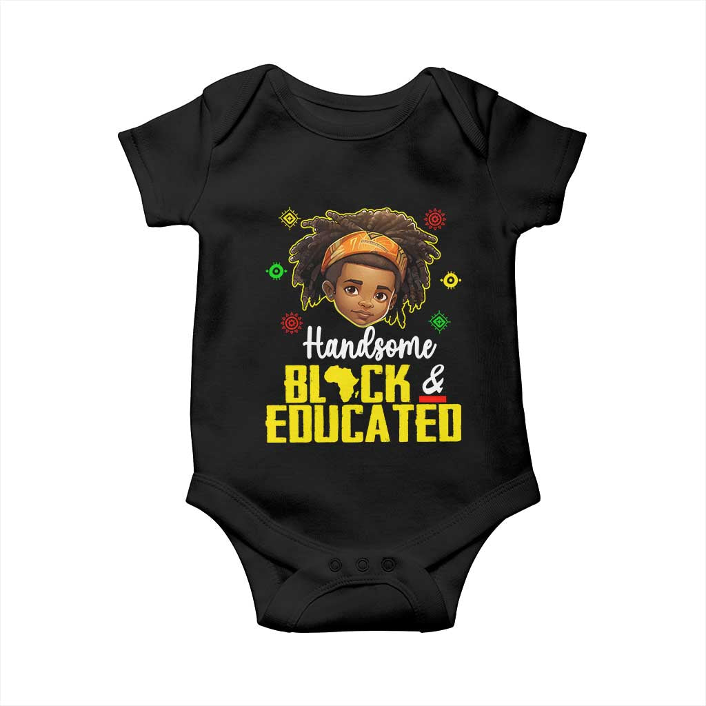 Black Pride Baby Onesie I Am The Strong African King Boy Handsome Black And Educated TS09 Black Print Your Wear