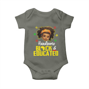Black Pride Baby Onesie I Am The Strong African King Boy Handsome Black And Educated TS09 Military Green Print Your Wear