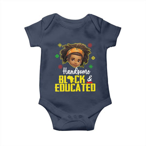 Black Pride Baby Onesie I Am The Strong African King Boy Handsome Black And Educated TS09 Navy Print Your Wear