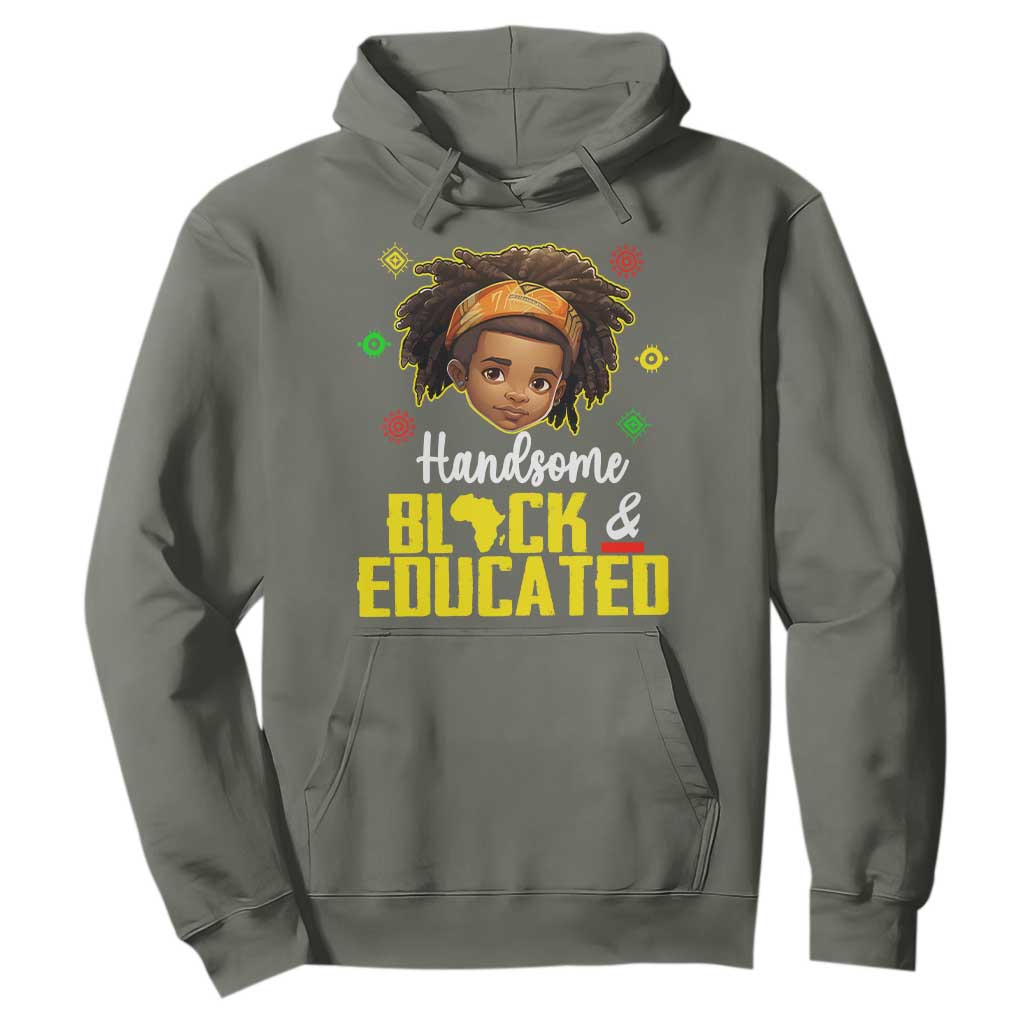 Handsome Black And Educated I Am The Strong African King Boy Hoodie TS09 Military Green Printyourwear