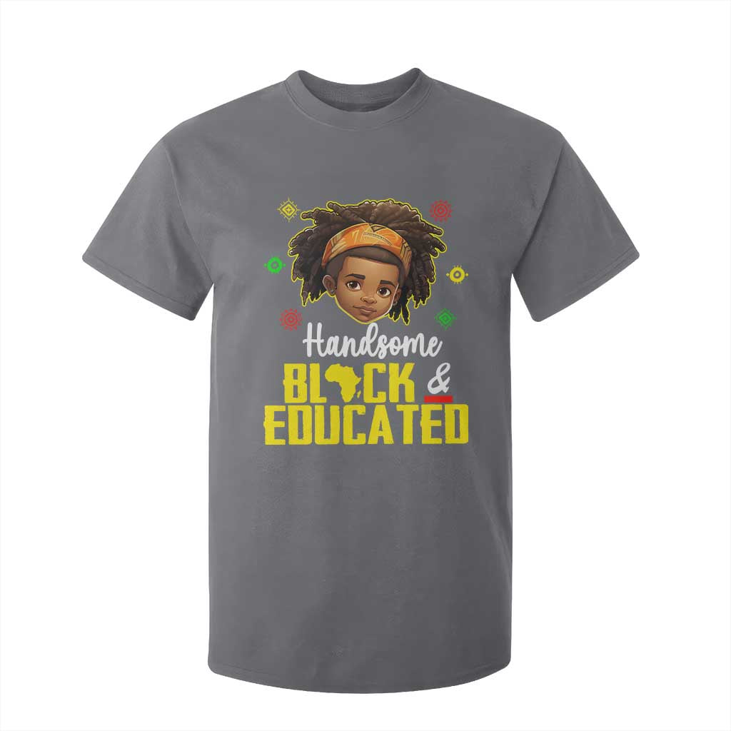 Black Pride T Shirt For Kid I Am The Strong African King Boy Handsome Black And Educated TS09 Charcoal Print Your Wear