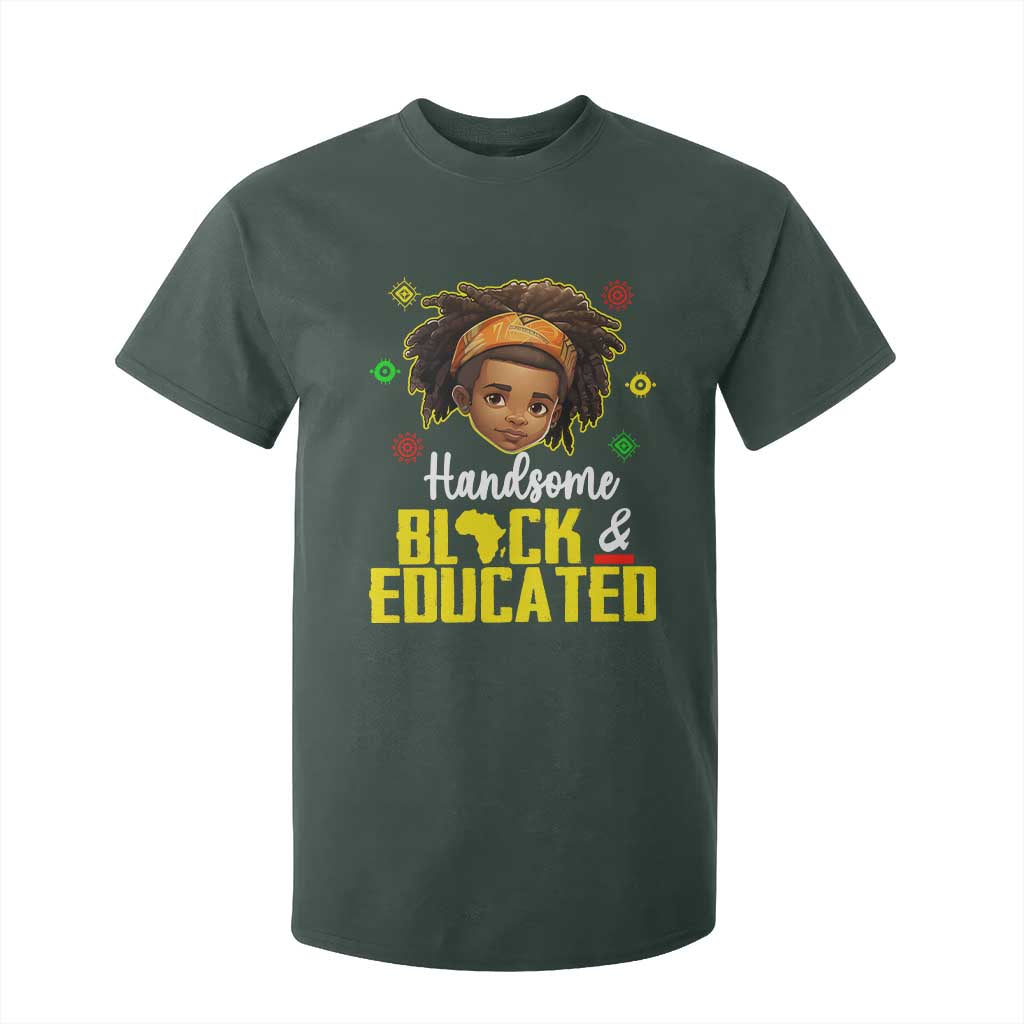 Black Pride T Shirt For Kid I Am The Strong African King Boy Handsome Black And Educated TS09 Dark Forest Green Print Your Wear