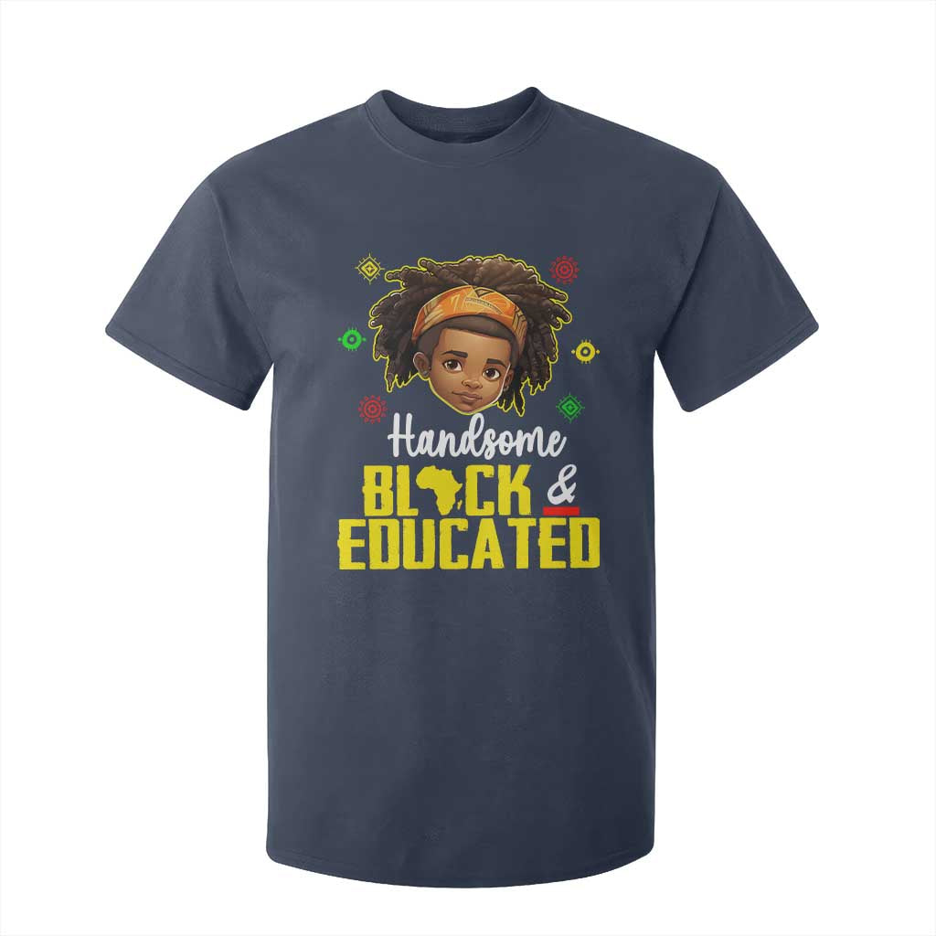 Black Pride T Shirt For Kid I Am The Strong African King Boy Handsome Black And Educated TS09 Navy Print Your Wear
